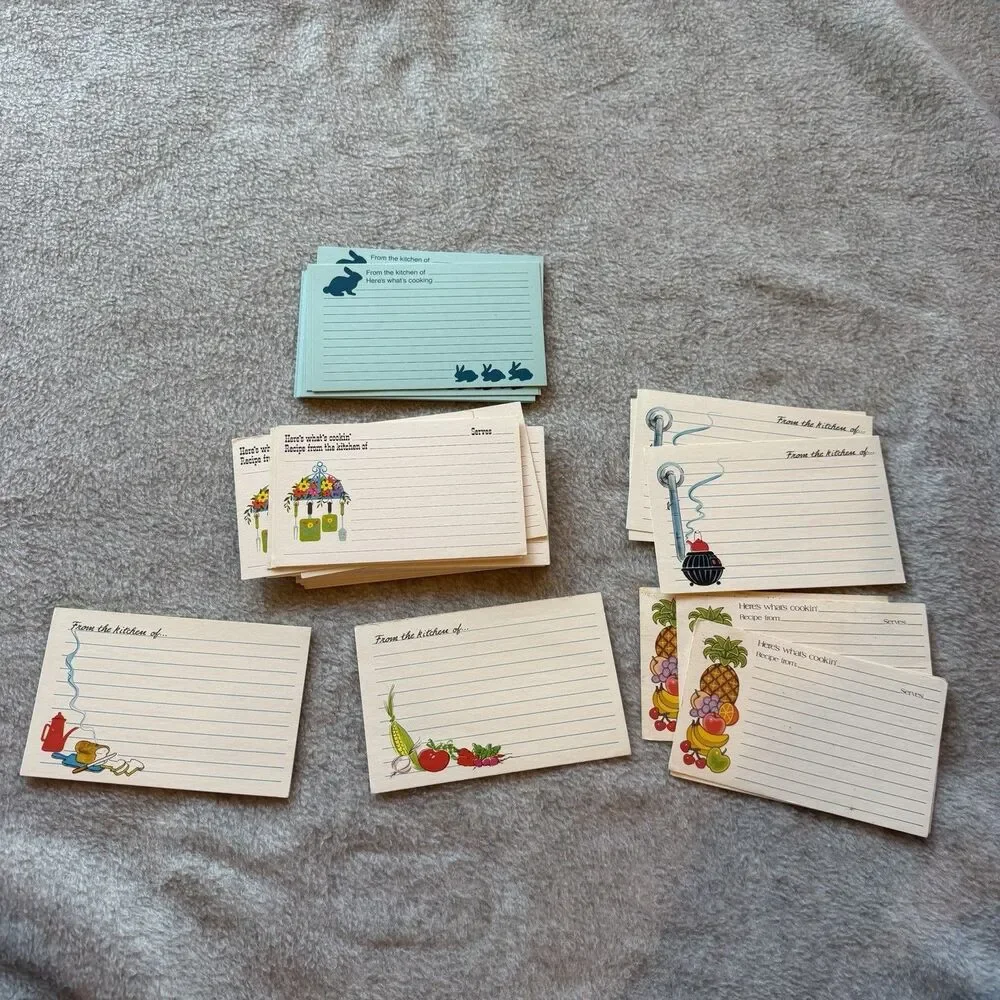 Vintage Blank Recipe Cards Lot of 63 Assorted, Current Heres Whats Cookin